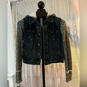 Free People Women's Black and Gray Denim Jacket Sz S🌸
